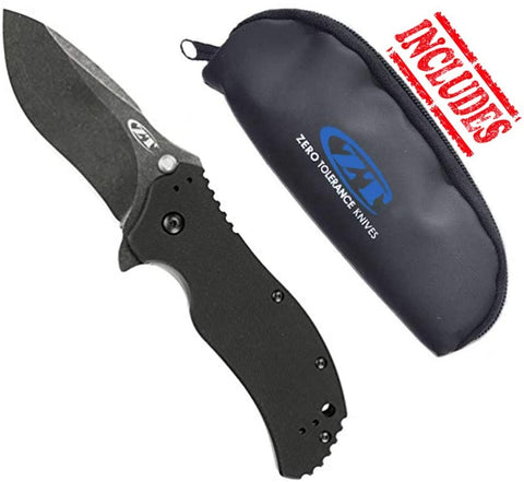 Zero Tolerance 0350BW Blackwash G10 Handle Folding Knife w/ZT Storage Pouch