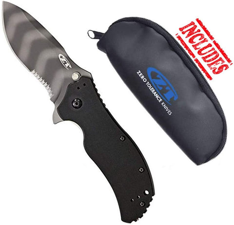 Zero Tolerance 0350TSST, Partially Serrated Folding Knife w/ ZT Storage Pouch